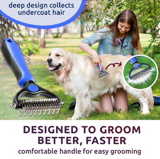 Professional Pet Brush Double Sided for Hair Removal and Detangling and Undercoat for Dogs and Cats